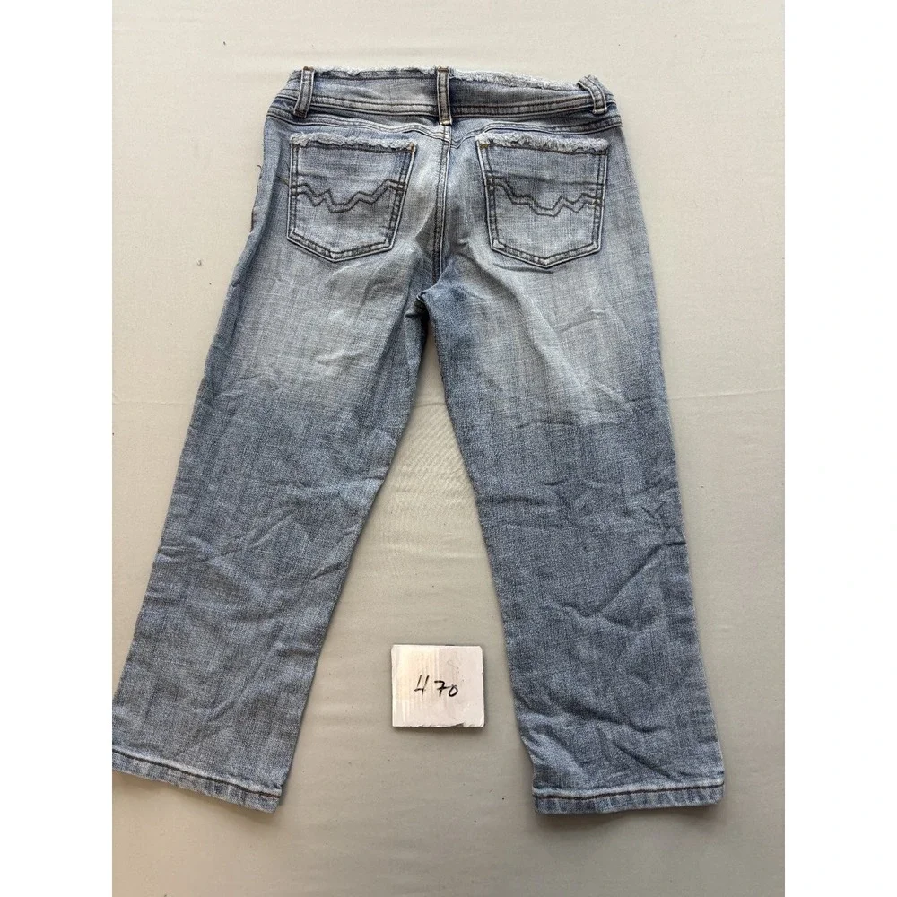 Younique Girls Size 3 Light Wash Frayed Hem Straight Leg Denim Jeans Blue